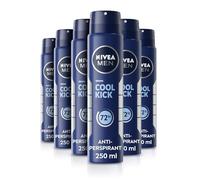 NIVEA MEN Cool Kick Spray Anti-Perspirant (250ml, Pack of 6), Deodorant Spray for 72H Protection, Men's Sweat Block Aerosol with Cool-Care Formula