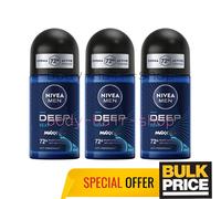 Nivea Men Deep Beat Roll-On Deodorant Antibacterial 72H Sweat Protection 3-Pack