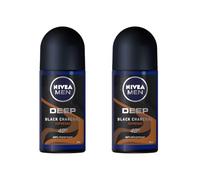NIVEA MEN DEEP Black Carbon Espresso Anti-Perspirant Roll-On, 50 mL - 72-Hour Odor & Sweat Protection, No Visible Black Residue, Long-Lasting Espresso Scent, Pack Of 2