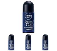 NIVEA Men Deep Black Carbon Roll On (50ml), Roll On Deodorant with 72H of Protection Against Stains and Odours, Strong Anti-Perspirant Developed with MAXXTECH Formula (Pack of 4)