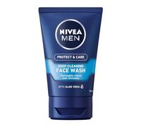 NIVEA MEN Deep Cleaning Face Wash Protect & Care (150 ml), Deep Cleansing Mens Face Wash and Face Cleanser with Aloe Vera and Pro-Vitamin B5, Exfoliating Face Wash, Pack of 3