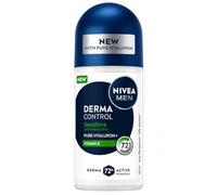 NIVEA MEN Deo roll-on Derma Control Sensitive, 50 ml, Deodorant roll-on, Up to 72 hours of protection, Suitable for sensitive skin, With hyaluronic acid and vitamin E, Pack of 6