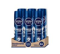 NIVEA Men Protect & Care Deodorant Spray 6 x 150 ml, Men's Deodorant with 0% Alcohol, Antiperspirant Deodorant with NIVEA Men Care Complex, Regulates Breathability for 48 Hours