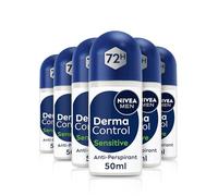 NIVEA MEN Derma Control Sensitive Roll On (6 x 50ml), Anti-Perspirant Formula for Defence Against Odour and Staining, 72H Protection Deodorant for Sensitive Skin, Pack of 6
