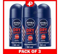 Nivea Men Dry Impact Anti-Perspirant Roll on 72H Odour Protection 50ml 3 Packs