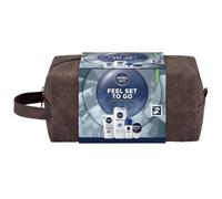 NIVEA MEN Feel Set To Go Sensitive Wash Kit with Brown Travel Bag, Face Wash, Body Wash, Deodorant, Gift Set