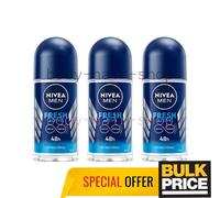 Nivea Men Fresh Active Infini-Fresh Roll-On Deodorant Antibacterial 50ml 3-Pack