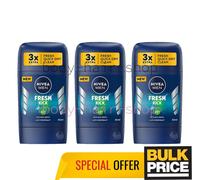Nivea Men Fresh Kick Stick Deodorant 48H Protect Long-Lasting Fresh 50ml 3-Pack