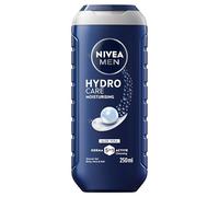 NIVEA MEN HydroCare Moisturising Shower Gel, 3-in-1, 250 ml | Moisturising Body Wash for Men with Aloe Vera, Derma Active Cleansing for Body, Face and Hair, Citrus Scent, Revitalising