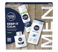 NIVEA MEN Keep It Calm Gift Set (3 Products), Men's Skincare Gift Set for Sensitive Skin with Shower Gel, Shaving Foam, and Post Shave Balm