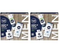 NIVEA MEN Keep It Calm Gift Set (3 Products), Men's Skincare Gift Set for Sensitive Skin with Shower Gel, Shaving Foam, and Post Shave Balm (Pack of 2)