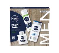 NIVEA MEN Keep It Calm Gift Set (3 Products), Men's Skincare Gift Set for Sensitive Skin with Shower Gel, Shaving Foam, and Post Shave Balm
