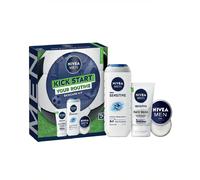NIVEA MEN Kick Start Routine Gift Set, Sensitive Shower Gel 250ml, Face Wash 100ml, Creme 30ml