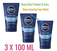 Nivea Men protect & care, deep cleaning face wash, with Aloe Vera, [ 3 X 100 ML]