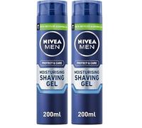 NIVEA MEN Protect & Care - Moisturising Men Shaving Gel - Beard Care - Enriched With Aloe Vera & Pro-Vitamin B5 - Smooth Glide & Close Shave - For Dry Skin - 200 ml (Pack of 2)