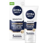 NIVEA MEN Sensitive Beard & Face Care Gel, Fast Absorbing Beard Care for Sensitive Men's Skin, Soothing Face Care to Relieve Skin Irritation (50 ml)