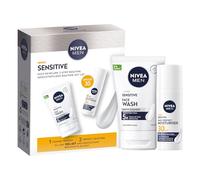 NIVEA MEN Sensitive Face Skincare Gift Pack (2 Products), Gift Set For Men, Includes Face Wash (100ml) and Daily Moisturiser With SPF30 (50ml), Ideal For Sensitive Skin