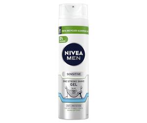 NIVEA MEN Sensitive One Stroke Shave Gel (200ml), Shaving Gel for Men with Chamomile Extract + Vitamin E, and Beard Softener, Men Sensitive