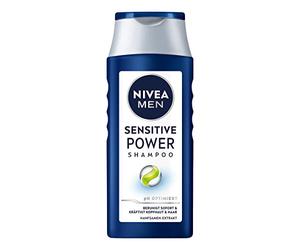 NIVEA MEN Sensitive Power Shampoo, Soothing Men's Shampoo with Hemp Seed Extract for Daily Use, Hair Shampoo for Itchy and Irritated Scalp (250 ml)