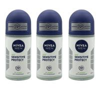 NIVEA MEN Sensitive Protect 72HR Antiperspirant Deodorant Roll-On 50ml - 3 Pack