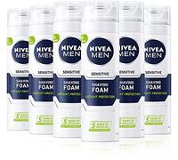 NIVEA MEN Sensitive Shaving Foam Pack of 6 (6 x 200ml) Sensitive Skin Shaving Foam, Shave Gel for Men, Shaving Gel for Irritated & Dry Skin with Witch