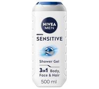 NIVEA MEN Sensitive Shower Gel Pack of (500 ml), Alcohol-Free Sensitive Skin Shower Gel, Gentle Shower Gel Men with Bamboo Extract, Body Wash for Men with Irritated and Sensitive Skin