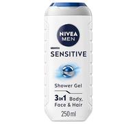 NIVEA MEN Sensitive Shower Gel Pack of 6 (6 x 250 ml), Alcohol-Free Sensitive Skin Body Wash, Gentle Shower Gel Men with Bamboo Extract, Body Wash for Men with Irritated Skin