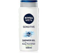 NIVEA MEN Sensitive Shower Gel Pack of 6 (6 x 400ml), Alcohol-Free Sensitive Skin Shower Gel, Gentle Shower Gel for Men, Shower Gel for Irritated Skin