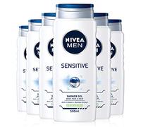 NIVEA MEN Sensitive Shower Gel Pack of 6 (6 x 500ml), Alcohol-Free Sensitive Skin Shower Gel, Gentle Shower Gel for Men, Shower Gel for Irritated Skin