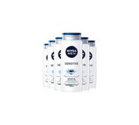 NIVEA MEN Sensitive Shower Gel Pack of 6 (6 x 500ml), Alcohol-Free Sensitive Skin Shower Gel, Gentle Shower Gel for Men, Shower Gel for Irritated