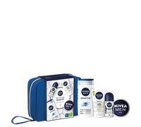 NIVEA MEN Set To Go Wash Kit Gift Set (5 Pieces), Men's Gift Set Includes Shower Gel, Face Wash, Anti-Perspirant Roll-On, Moisturising Cream and