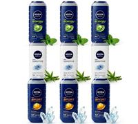 NIVEA MEN Shower Gel Bundle - Energy, Sensitive & Sport - 3 x Full Size Men’s Body Wash Set - Daily Routine Variety Pack