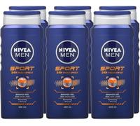 NIVEA MEN Sport Shower Gel, 3-in-1, (6 x 400 ml) | Cleansing Body Wash for Men with Refreshing Minerals, Shower Gel for Body, Face and Hair, 24-Hour Fresh Effect, Moisturising