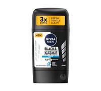 NIVEA Men stick invisible black and white fresh 48-hour protection antiperspirant soft texture, smooth application, special patented technology, pack of 2, 2 x 50 ml