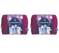 NIVEA Moisturising Moments Of Joy Gift Set (5 Products) - Women's Gift Set - Includes Body Lotion, Face Sheet Mask, Moisturising Cream and Micellar Water - with Cosmetic Bag (Pack of 2)