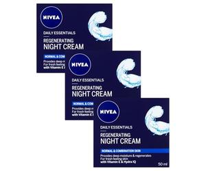 NIVEA Moisturising Night Cream (50ml), 24 Hour Overnight Moisturising Cream for Normal Skin, With Pro Vitamin B5 and Vitamin E for Enhanced Skin Care at Night (Pack of 3)