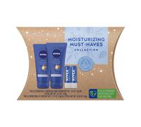 NIVEA Moisturizing Must-Haves Skin Care Set Essentially Enriched Hand Cream with Almond Oil and Shea Butter 2.6 Oz Tube (Pack of 2) + Moisture Lip C