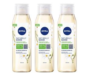 NIVEA Naturally Good Honeysuckle Scent Oil Infused Shower Gel 300ml - 3 PACK