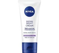 NIVEA Soothing Night Cream with Panthenol (50 ml), Face Cream for Sensitive Skin with Liquorice Extract and Panthenol, Regenerating Overnight Moisturiser