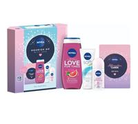 NIVEA Nourish Me with Love Body Care Gift Set, 3 Piece, shower Gel, Roll on, Cream