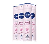 NIVEA Pearl & Beauty Anti-Perspirant Deodorant Pack of 4 (4 x 150ml), 48hr Deodorant for Women, Anti-Perspirant Spray for Women, with A Gentle Fragrance & Pearl Extracts
