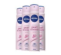 NIVEA Pearl & Beauty Anti-Perspirant Deodorant Pack of 4 (4 x 250ml), 48hr Deodorant for Women, Anti-Perspirant Spray for Women, with A Gentle Fragrance & Pearl Extracts