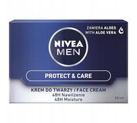 NIVEA Protect & Care Face Cream with Aloe Vera, 48H Moisture, 50ml, Sensitive Skin, SPF 15