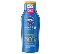 NIVEA SUN Protect & Moisture Sun Cream Lotion SPF 50 (400 ml), Sun Lotion with Vitamin C and Hyaluron, Provides 48H Moisture and Immediate UVA & UVB Protection, Water-Resistant, Leaves No White Cast