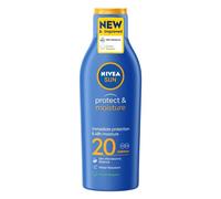 NIVEA SUN Protect & Moisture Sun Lotion SPF 20 (200 ml), Suncream with Vitamin C and Hyaluron, Provides 48 Hour Moisture and Immediate UVA/UVB Protection, Fast-Absorbing, No White Cast Formula