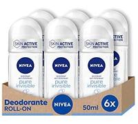NIVEA Pure Invisible Roll-On Air Freshener in Pack of 6 x 50 ml, Antiperspirant Deodorant, Gentle Scented Deodorant, Regulates Breathability and Leaves No Residue