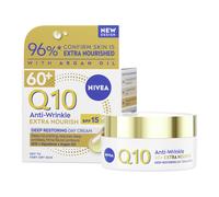 NIVEA Q10 Anti-Wrinkle 60+ Day Cream SPF15, 50ml. Extra Nourishing, Intense Hydration, Reduces Wrinkles, Firms Dry Skin.