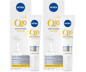 NIVEA Q10 Anti-Wrinkle Power Firming Eye Cream to Reduce Crow's Feet, Lines and Wrinkles, Powerful Under Eye Cream to Revitalise the Eye Area (15ml) (Pack of 2)