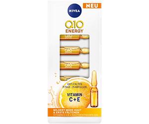 NIVEA Q10 Energy Anti-Wrinkle 7 Days Cream - 7 Ampoules (7 x 1 ml) Face Treatment with 100% Skin Identical Q10, Vitamin C and Vitamin E, Face Care Visibly Reduces Wrinkles and Tired Skin