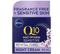 NIVEA Q10 Night Cream Sensitive 50 ml (1.69 fl oz), Fragrance-Free Face Cream with Coenzyme Q10, Nighttime Facial Care for Sensitive Skin, Dermatologically Tested Daily Use Cream